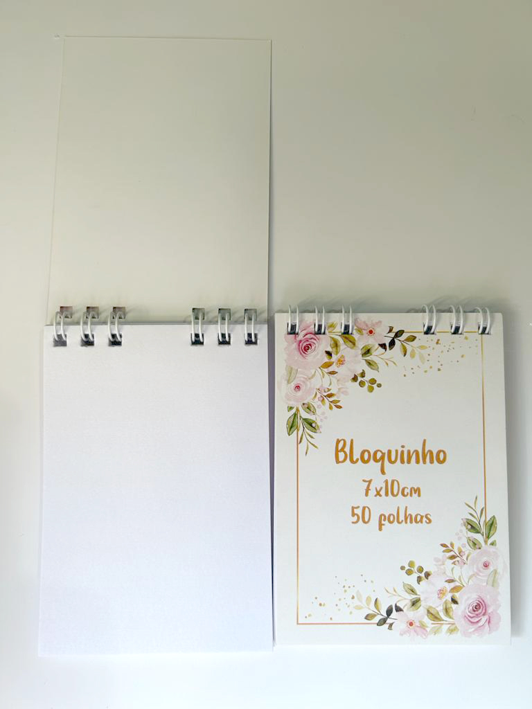 Bloquinho floral personalizado aberto